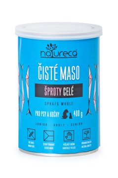 Šproty CELÉ 400g - Čisté maso pro psy a kočky, konzerva