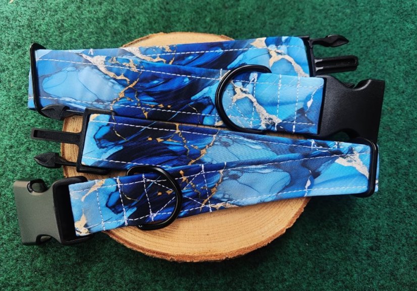 Polostahovací obojek Blue mramor