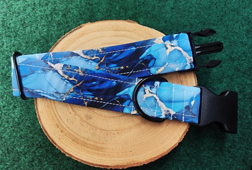 Polostahovací obojek Blue mramor