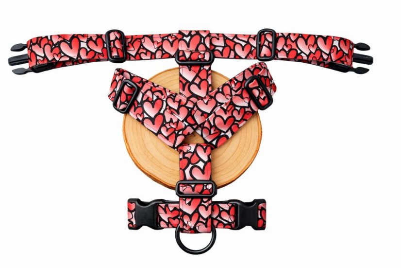 Postroj klasický LoveDog - ŠÍŘKA OBOJKU/POSTROJE: 3 CM, Velikost postroje: Nad 60 cm obvodu hrudníku